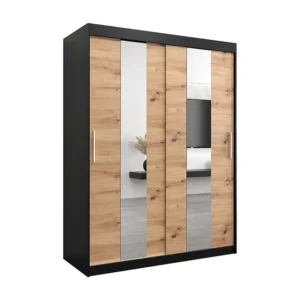 Pole kledingkast met schuifdeuren 200/150/62 2 deuren (zwart/artisan)