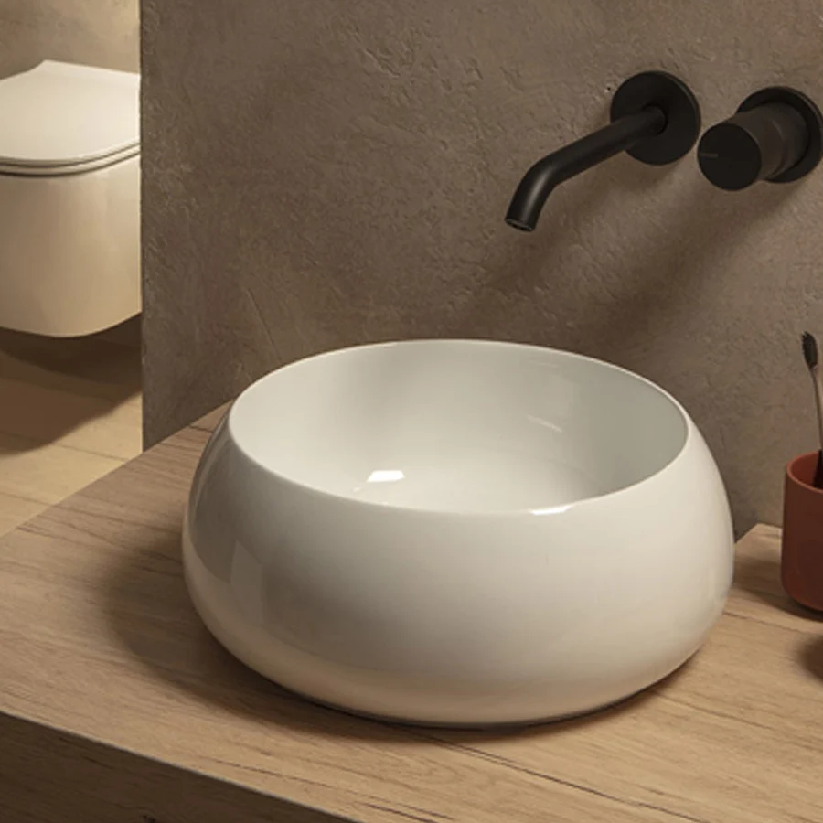 Round countertop washbasin diameter 35 cm Ceramica Globo TE035.BI