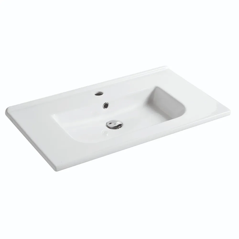 Semi-recessed console sink overflow and faucet hole cm 100x46