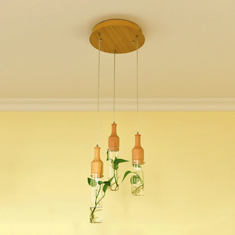 Simplicity Bottle Shaped Planter Ceiling Light Clear Glaswerk Bedroom Hanging Pendant Light Black