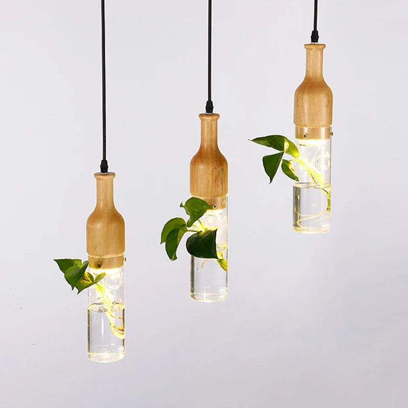 Simplicity Bottle Shaped Planter Ceiling Light Clear Glaswerk Bedroom Hanging Pendant Light Black