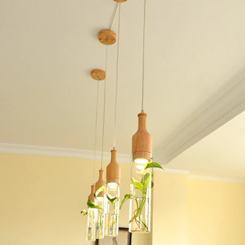 Simplicity Bottle Shaped Planter Ceiling Light Clear Glaswerk Bedroom Hanging Pendant Light Black