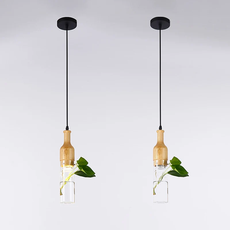 Simplicity Bottle Shaped Planter Ceiling Light Clear Glaswerk Bedroom Hanging Pendant Light Black