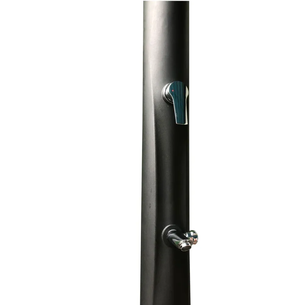 Solar shower column zwart HDPE, 15 cm shower head and foot washer