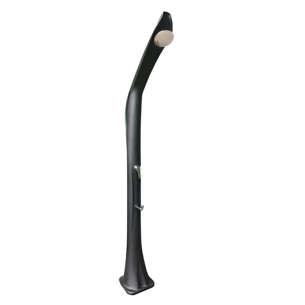 Solar shower column zwart HDPE, 15 cm shower head and foot washer