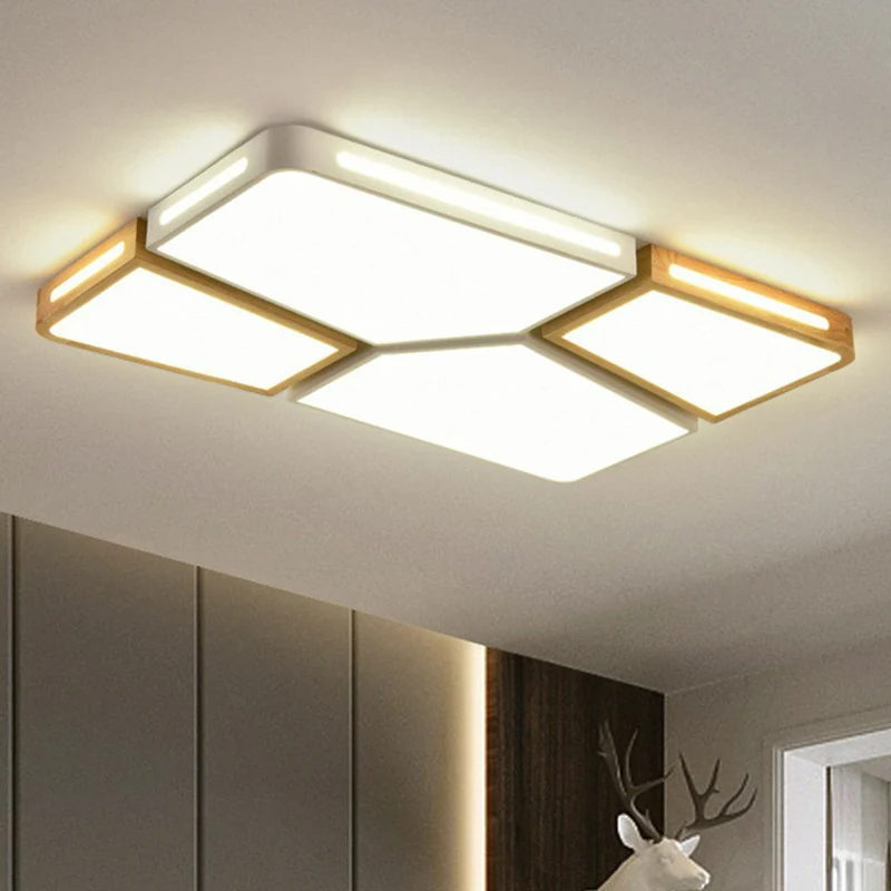 Splicing Rectangle Flush Light Macaron Kunststof glas Living Room LED Flush Ceiling Light Fixture Grey