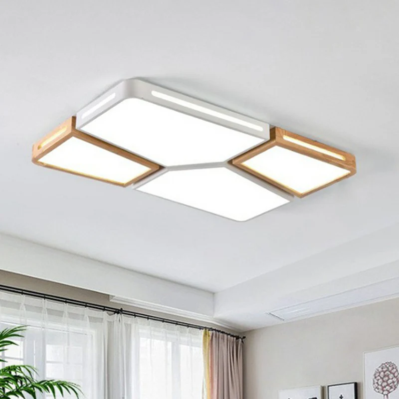 Splicing Rectangle Flush Light Macaron Kunststof glas Living Room LED Flush Ceiling Light Fixture Grey