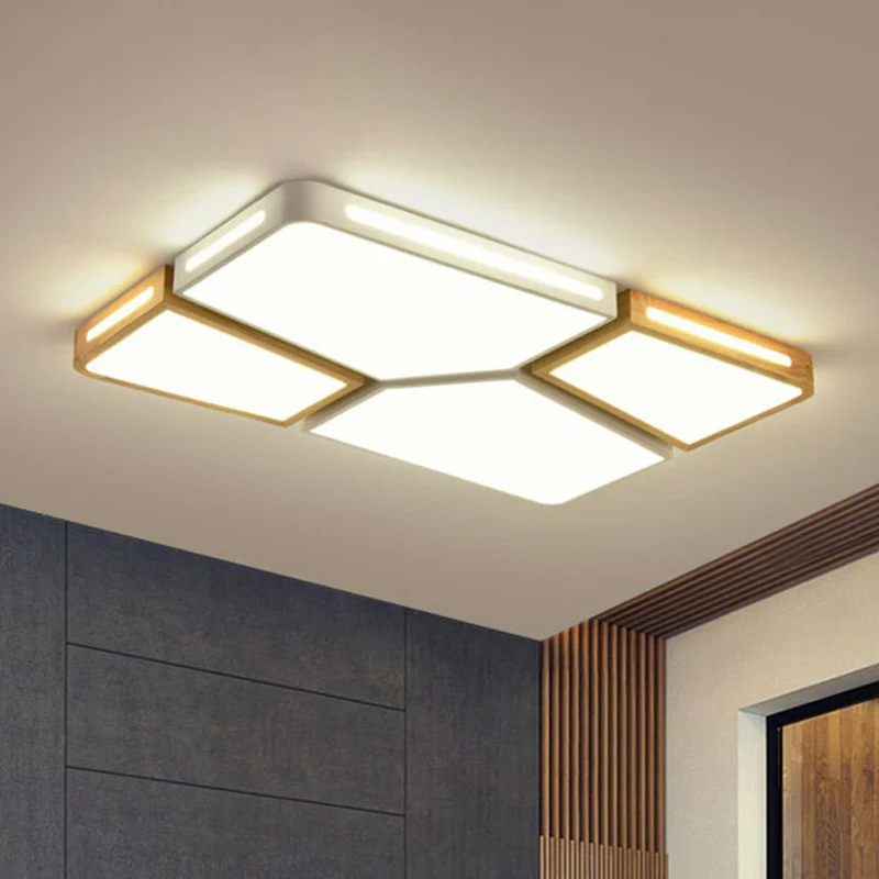 Splicing Rectangle Flush Light Macaron Kunststof glas Living Room LED Flush Ceiling Light Fixture Grey