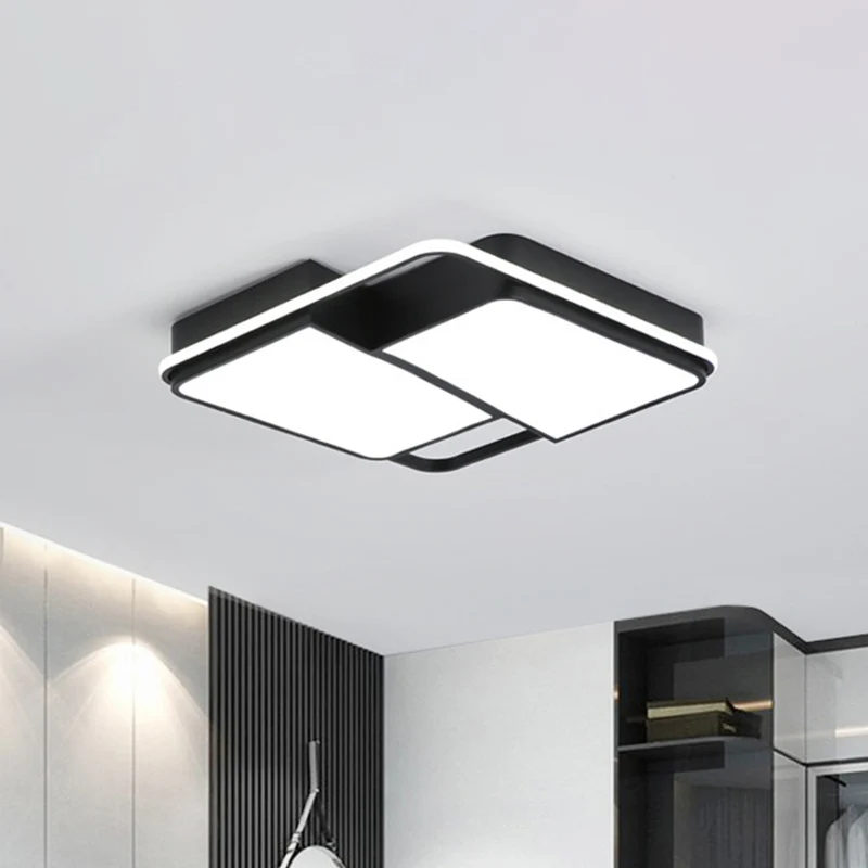 Split Square/Rectangle Bedroom Flushmount Plexiglas Modernist LED Ceiling Light Black /without Remote Black