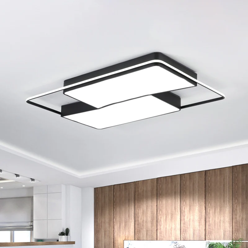 Split Square/Rectangle Bedroom Flushmount Plexiglas Modernist LED Ceiling Light Black /without Remote Black