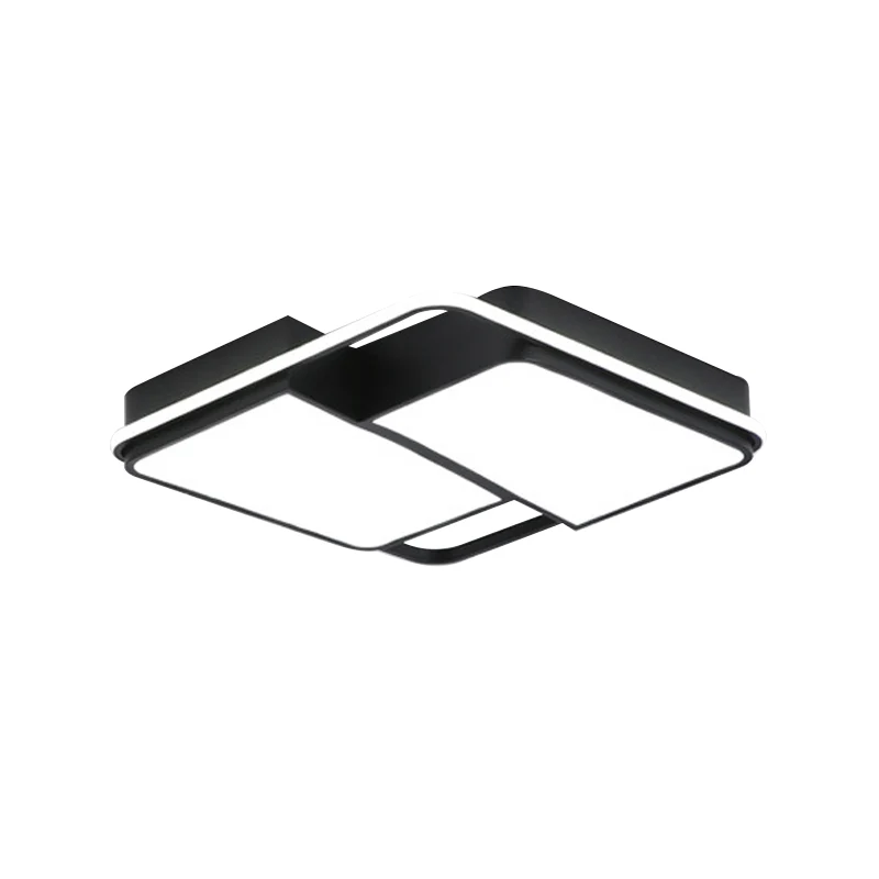 Split Square/Rectangle Bedroom Flushmount Plexiglas Modernist LED Ceiling Light Black /without Remote Black