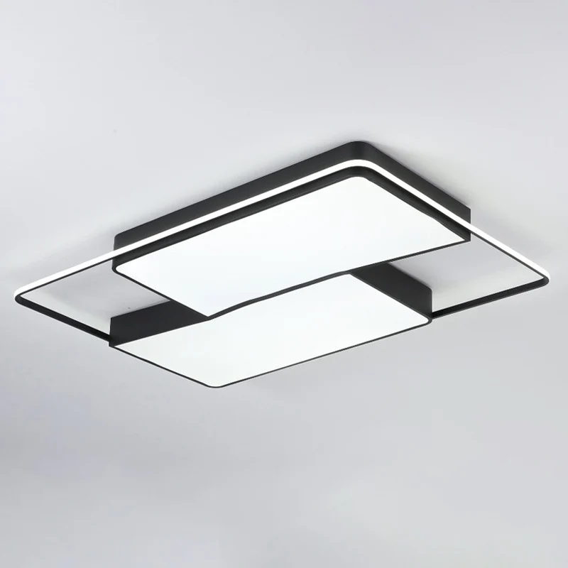 Split Square/Rectangle Bedroom Flushmount Plexiglas Modernist LED Ceiling Light Black /without Remote Black
