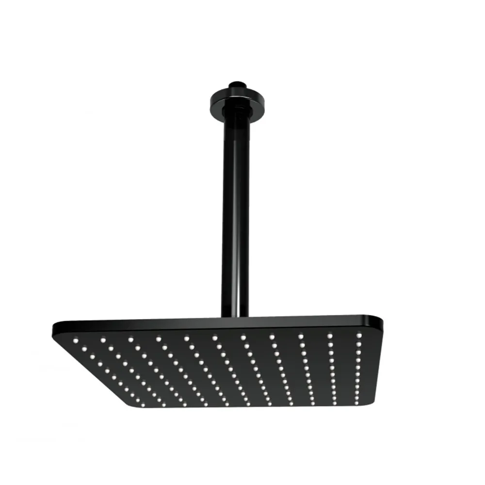 Square ceiling shower head Bossini Cosmo 23x23 doffe black 300 mm arm
