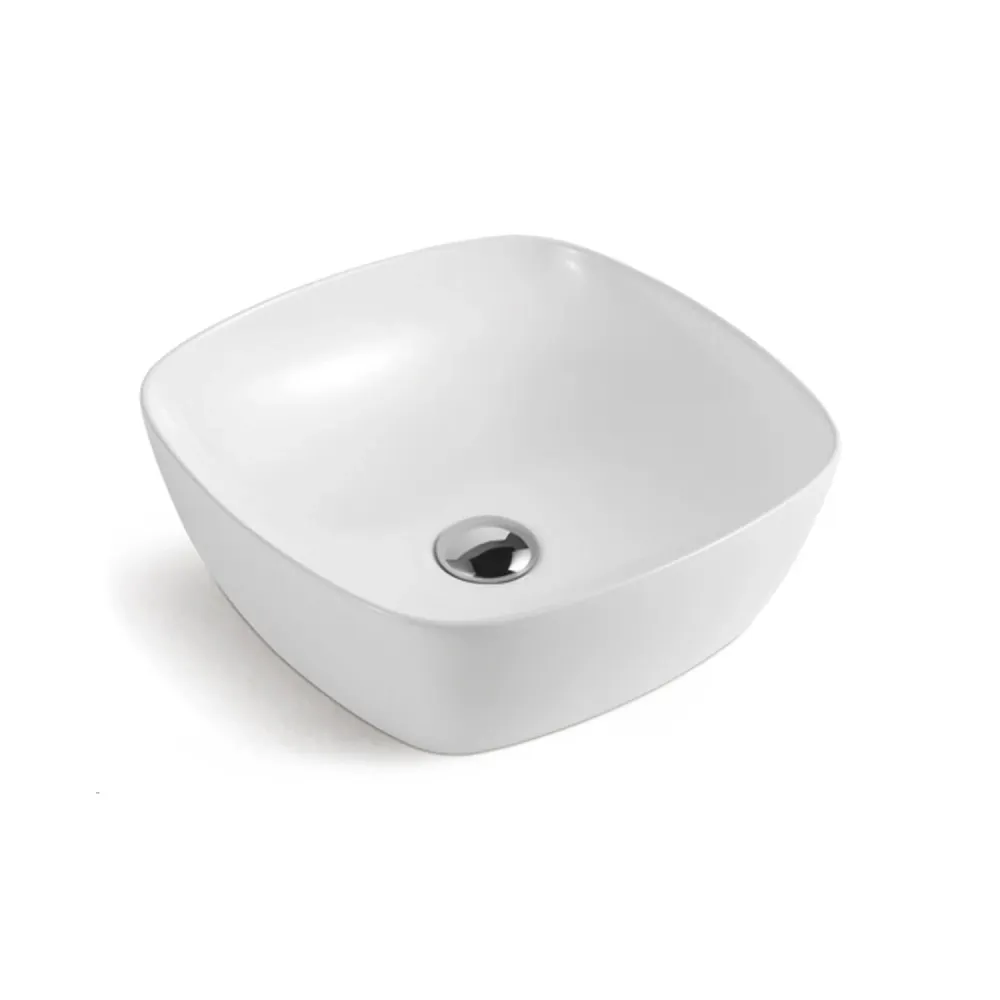 Square console sink 40x40 cm white van keramiek BathCore Alba line