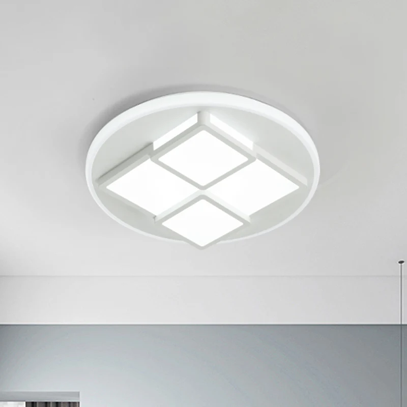 Square Kunststof glas Flush Ceiling Light Nordic Pink/White LED Flush Mount Lighting Bedroom White
