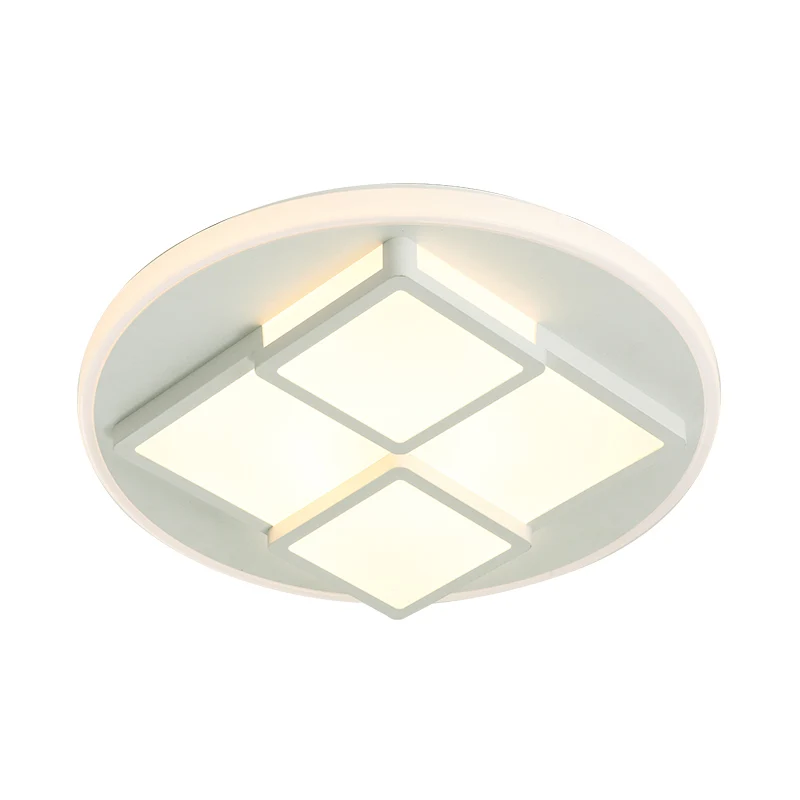 Square Kunststof glas Flush Ceiling Light Nordic Pink/White LED Flush Mount Lighting Bedroom White