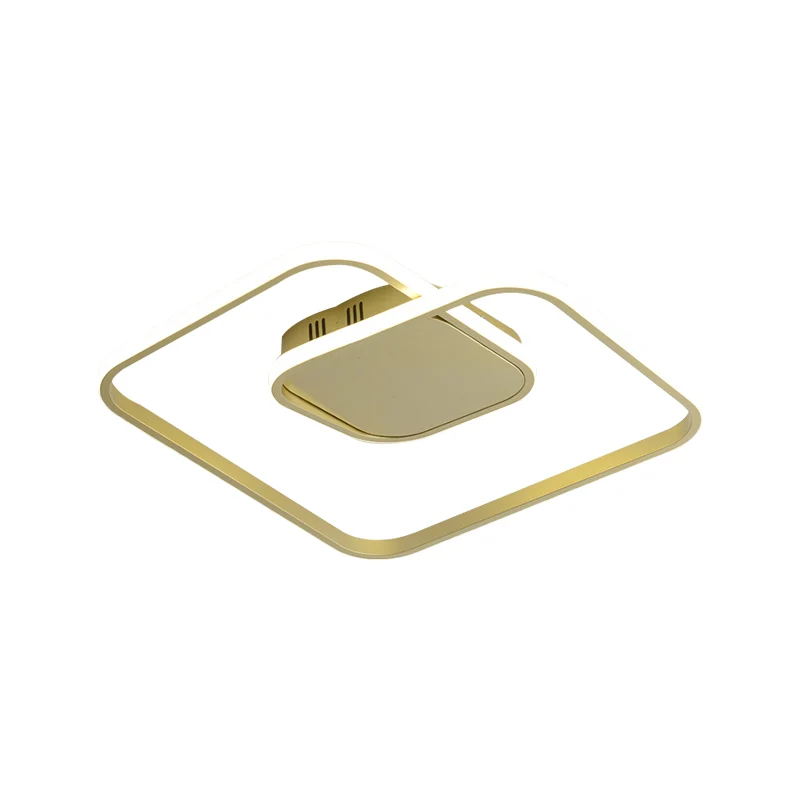 Square Metallic Ceiling Flush Mount Simplicity LED Black/White/Gold Semi Flush Lighting Warm/White/3 Color Light Black
