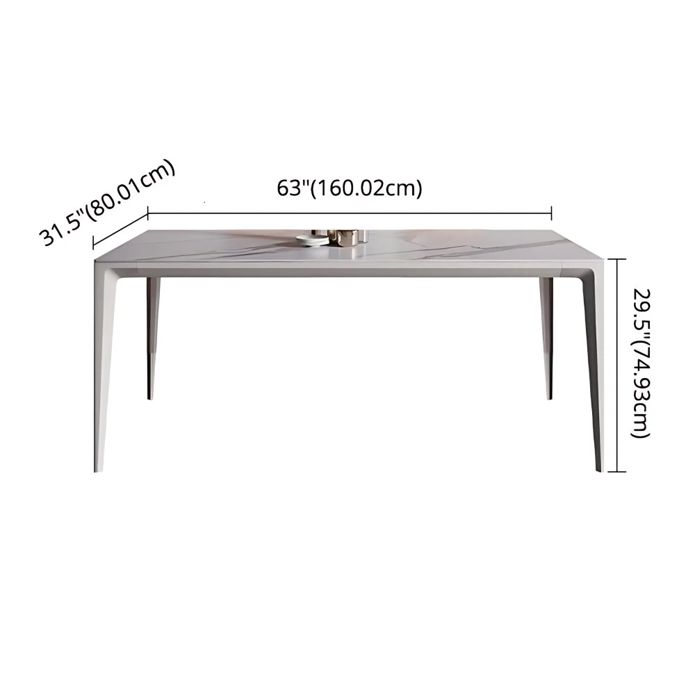 Strak Style Dining Room Set Sintered Stone Top Dinette Set Metal 4 Legs Base 47