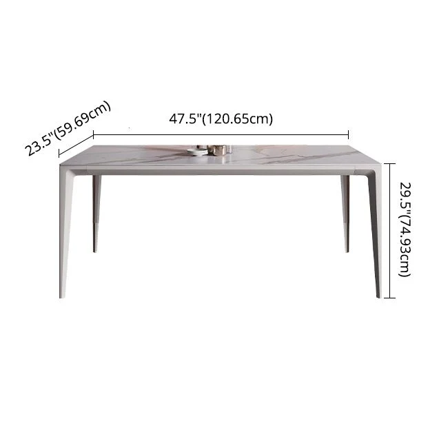 Strak Style Dining Room Set Sintered Stone Top Dinette Set Metal 4 Legs Base 47