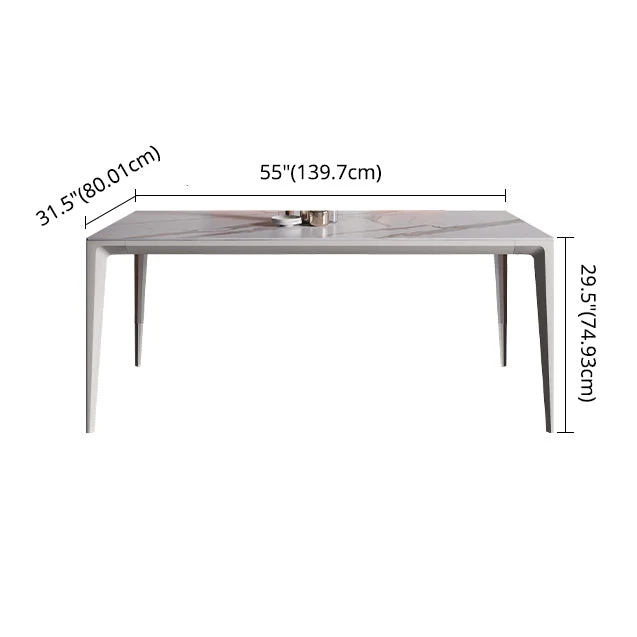 Strak Style Dining Room Set Sintered Stone Top Dinette Set Metal 4 Legs Base 47