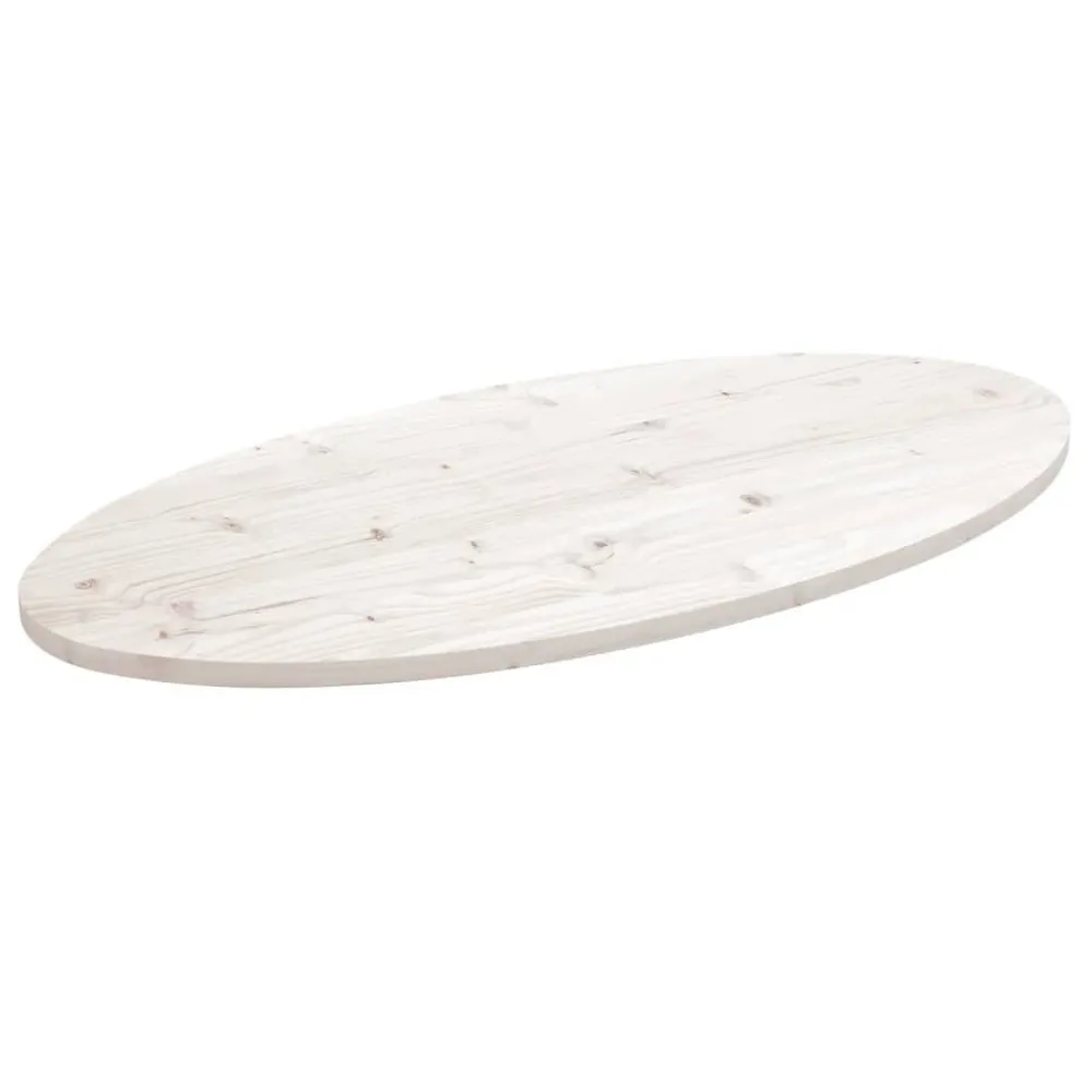Tafelblad ovaal 90x45x2,5 cm massief grenenhout wit