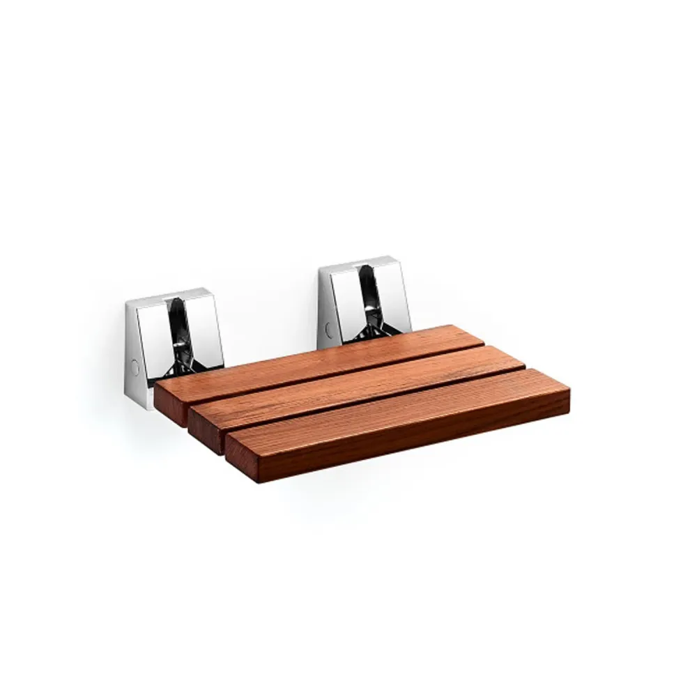 Teak shower seat wall supports polished niet-roestend steel Lineabeta Scagni. Load capacity 130 Kg