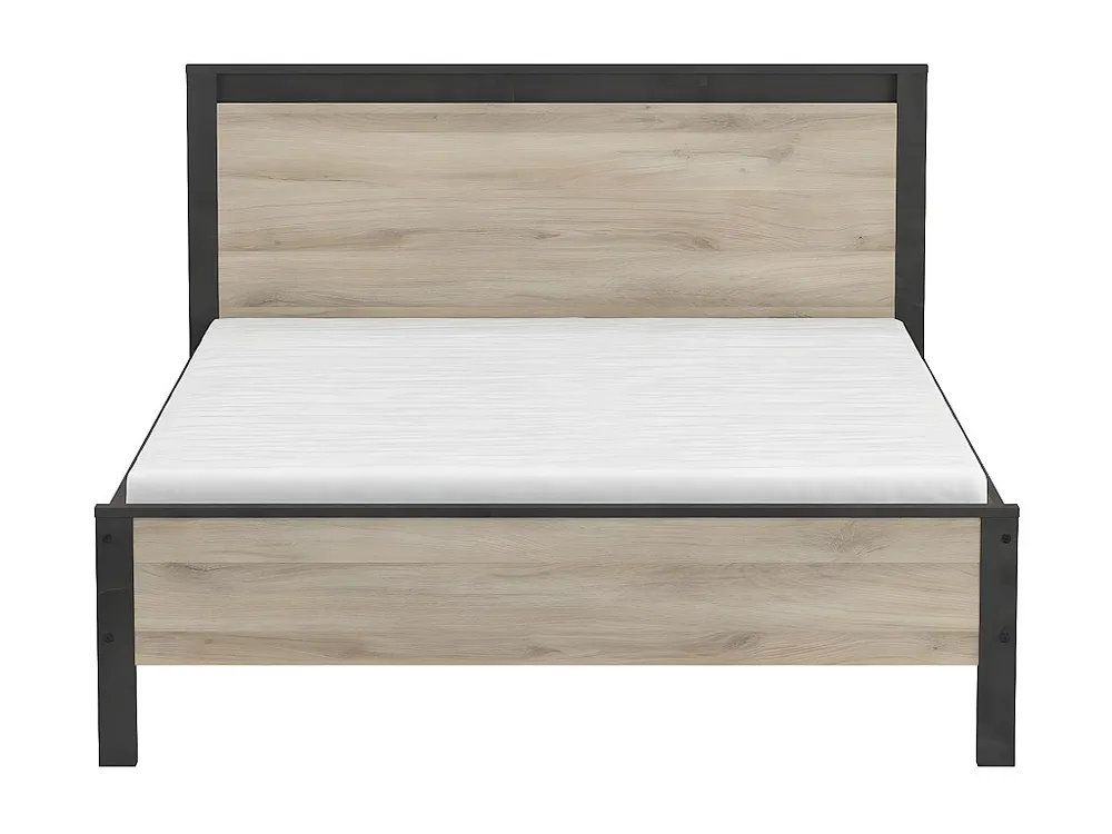 Tweepersoonsbed met eiken en zwart decor - 140x190 cm - Colorado.