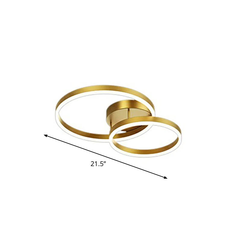 Verguld Finish Round Led Flush Ceiling Light Modern Metallic Flushmount Lighting Bedroom Gold