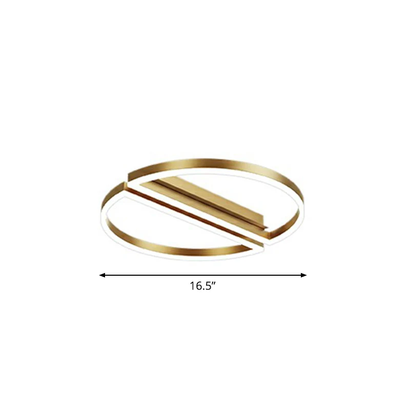 Verguld Finish Round Led Flush Ceiling Light Modern Metallic Flushmount Lighting Bedroom Gold