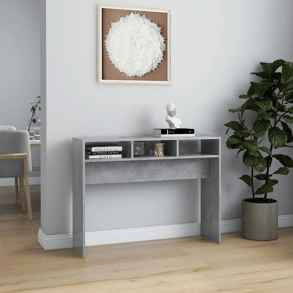 Wandtafel 105x30x80 cm bewerkt hout betongrijs