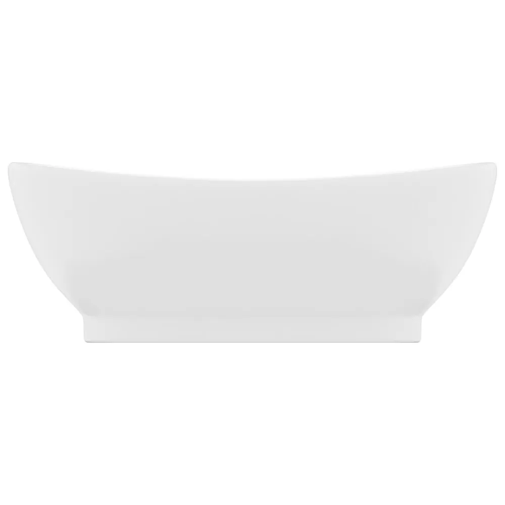 Wastafel met overloop ovaal 58,5x39 cm keramiek matwit