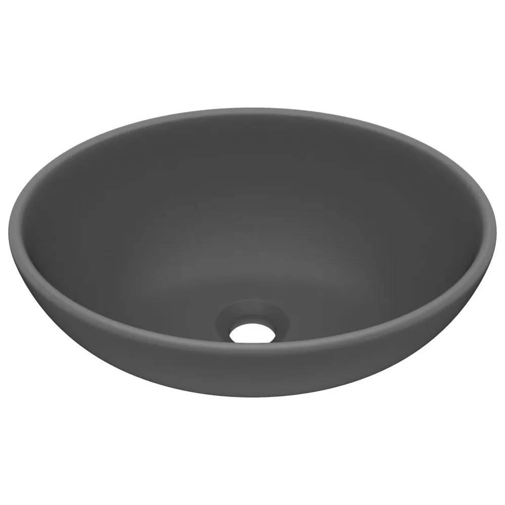 Wastafel ovaal 40x33 cm keramiek mat donkergrijs