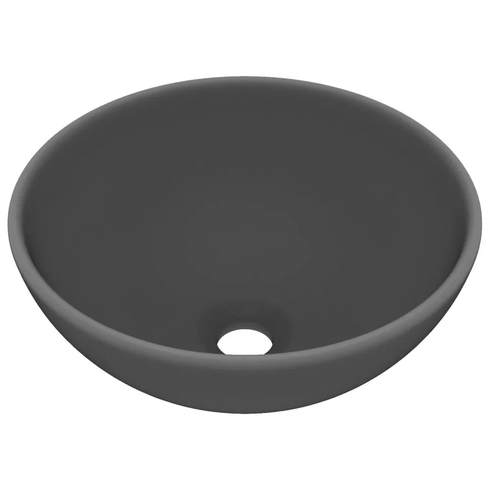 Wastafel rond 32,5x14 cm keramiek mat donkergrijs