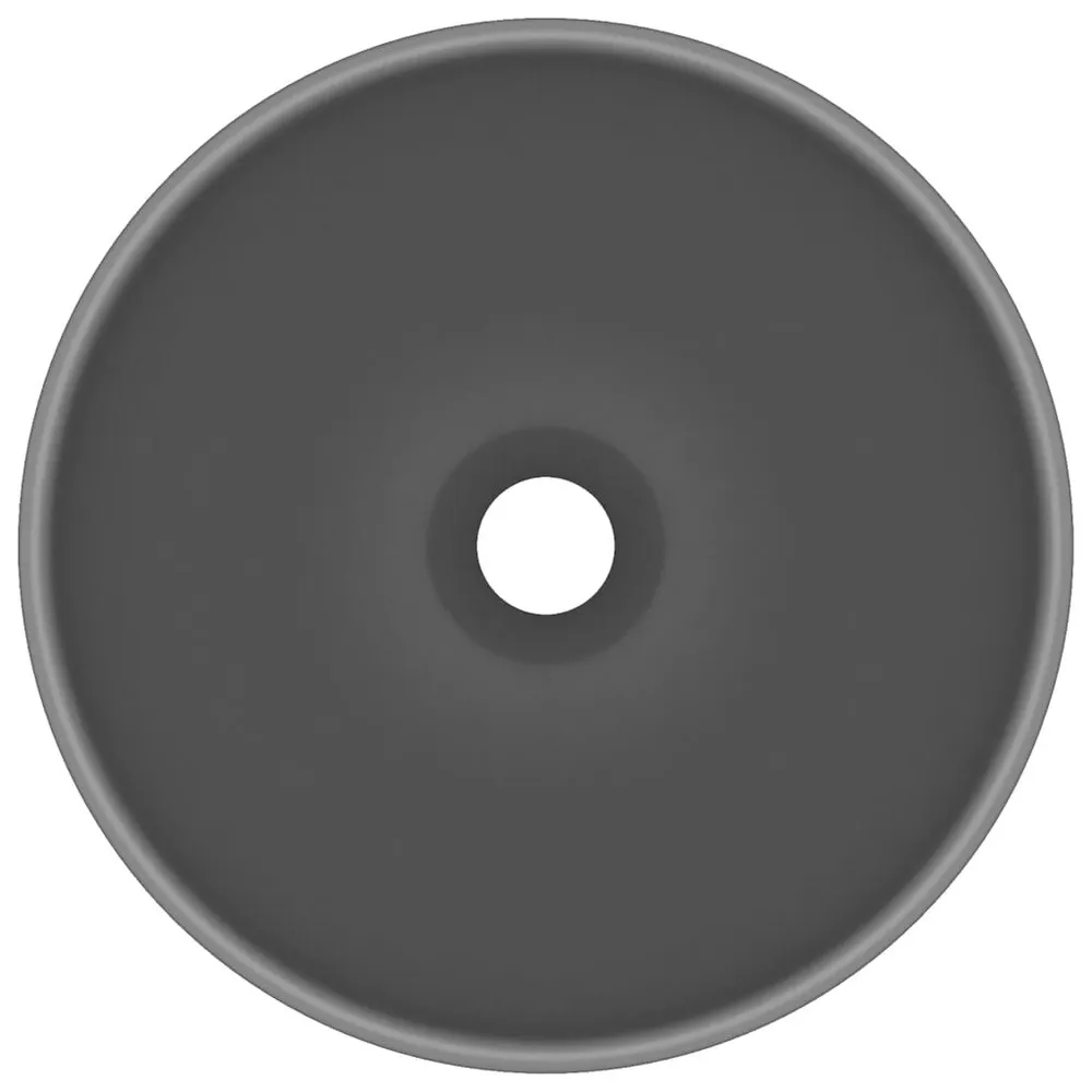 Wastafel rond 32,5x14 cm keramiek mat donkergrijs