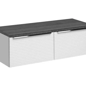 Wit hangmeubel met groeven voor onder wastafel met plank, 120 cm, LATOMA