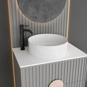 Mechanische mengkraan met ronde vorm van geborsteld roestvrij staal, mat zwart, H29,6 cm, SALAVAN