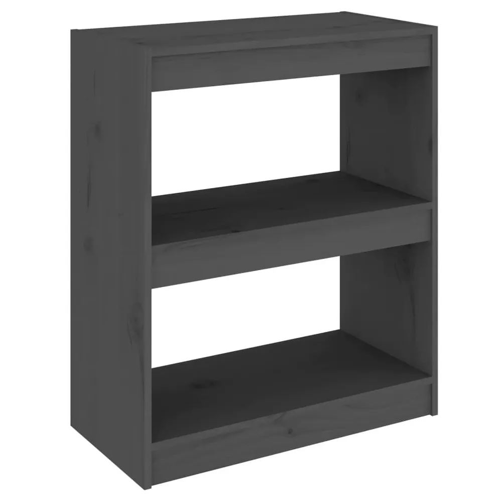 Boekenkast/kamerscherm 60x30x71,5 cm massief grenenhout grijs