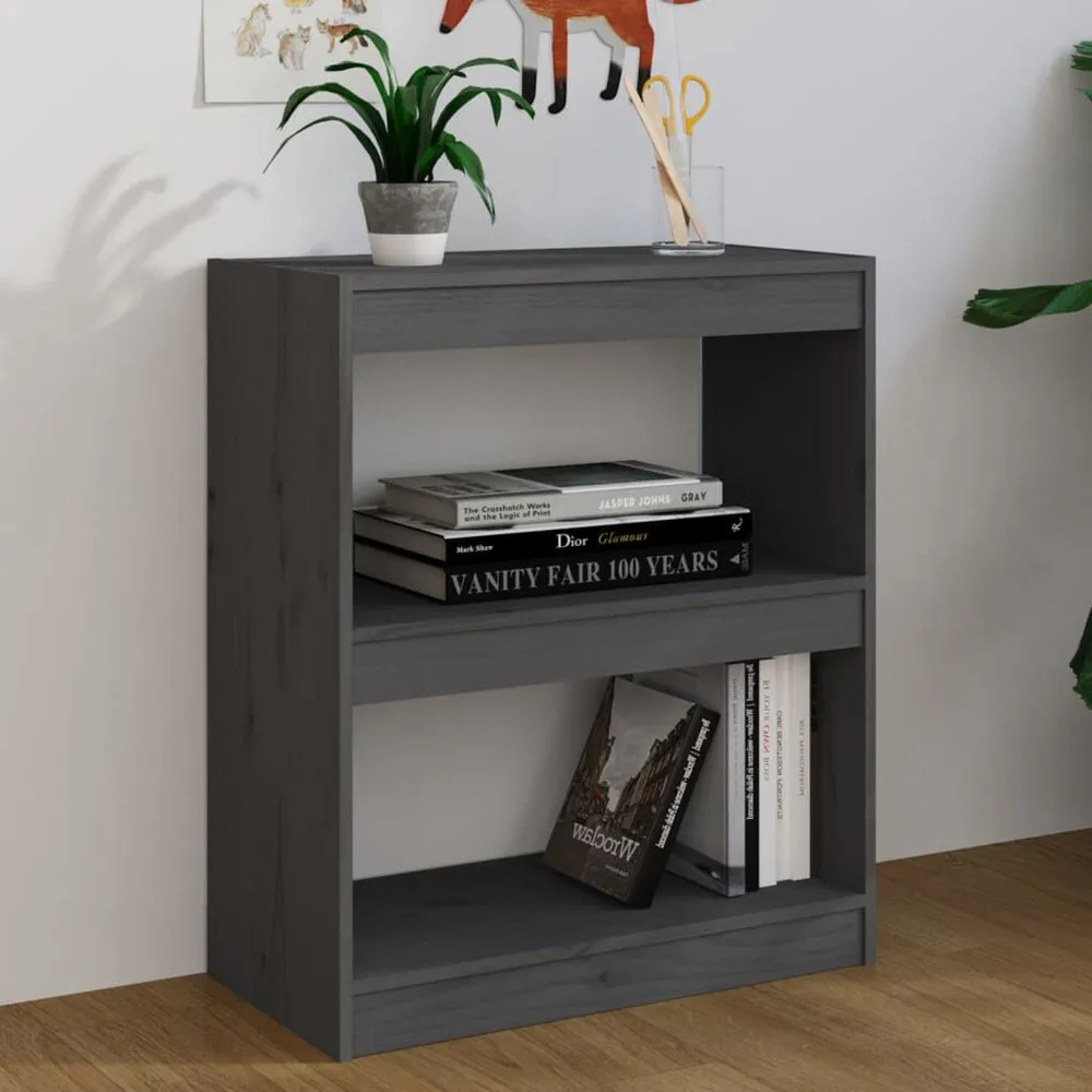 Boekenkast/kamerscherm 60x30x71,5 cm massief grenenhout grijs
