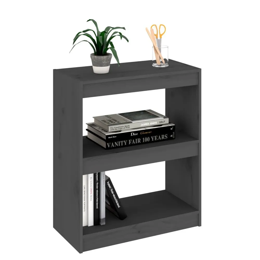 Boekenkast/kamerscherm 60x30x71,5 cm massief grenenhout grijs