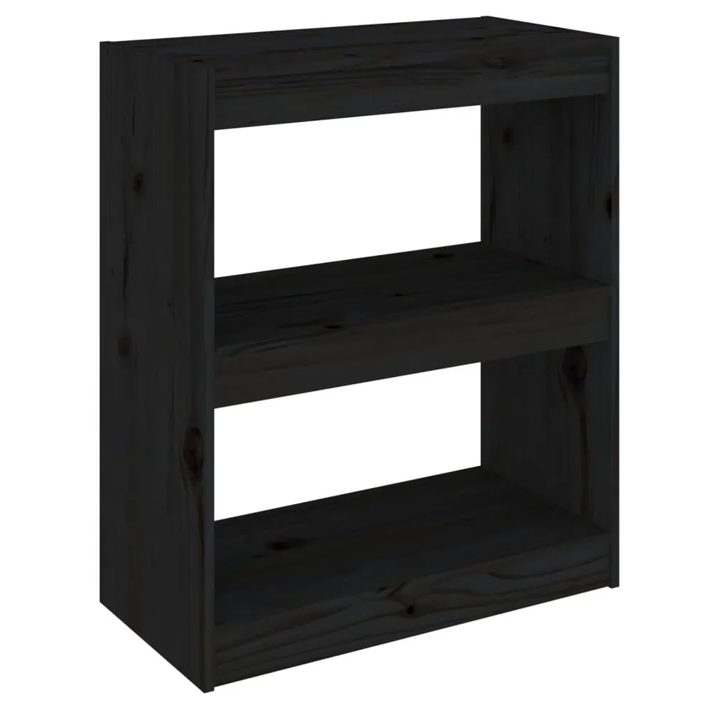 Boekenkast/kamerscherm 60x30x71,5 cm massief grenenhout zwart