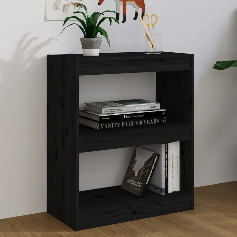 Boekenkast/kamerscherm 60x30x71,5 cm massief grenenhout zwart