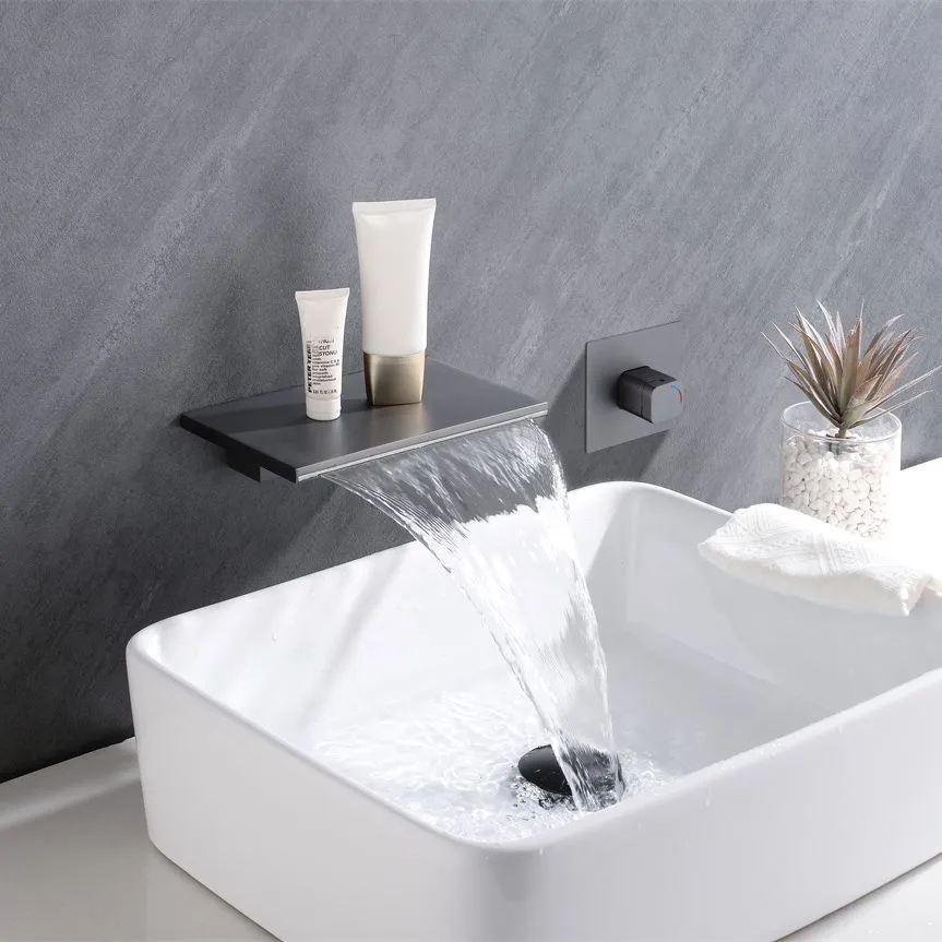Deck Mounted Koperen Roman Tub Faucet Waterfall Low Arc Roman Tub Faucet Silver