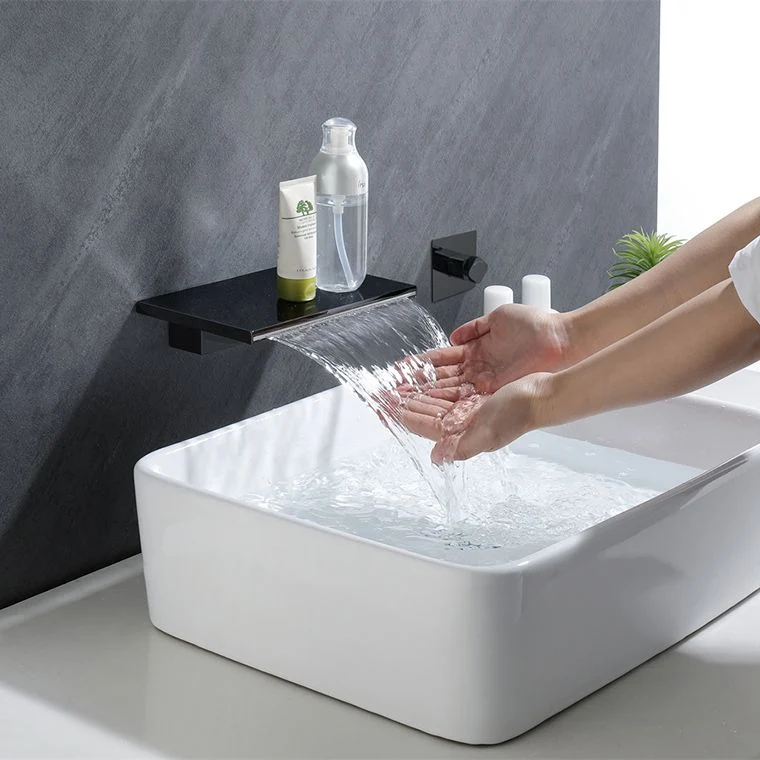 Deck Mounted Koperen Roman Tub Faucet Waterfall Low Arc Roman Tub Faucet Silver