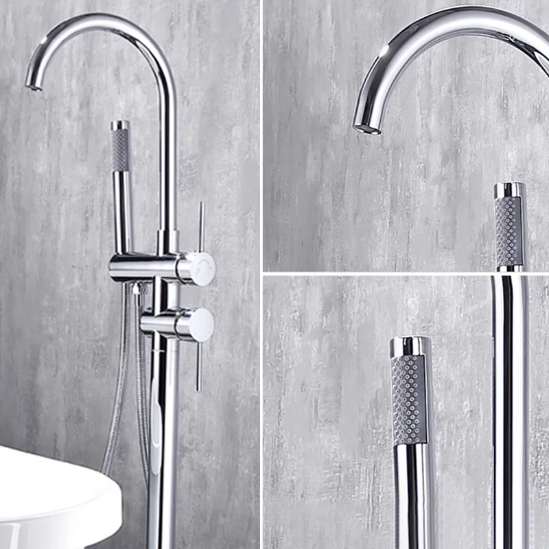 Floor Mounted Roodkoper Freestanding Tub Filler Freestanding High Arc Tub Filler Trim Silver