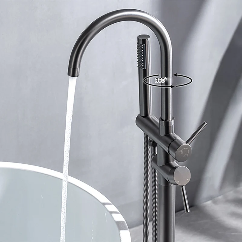 Floor Mounted Roodkoper Freestanding Tub Filler Freestanding High Arc Tub Filler Trim Silver