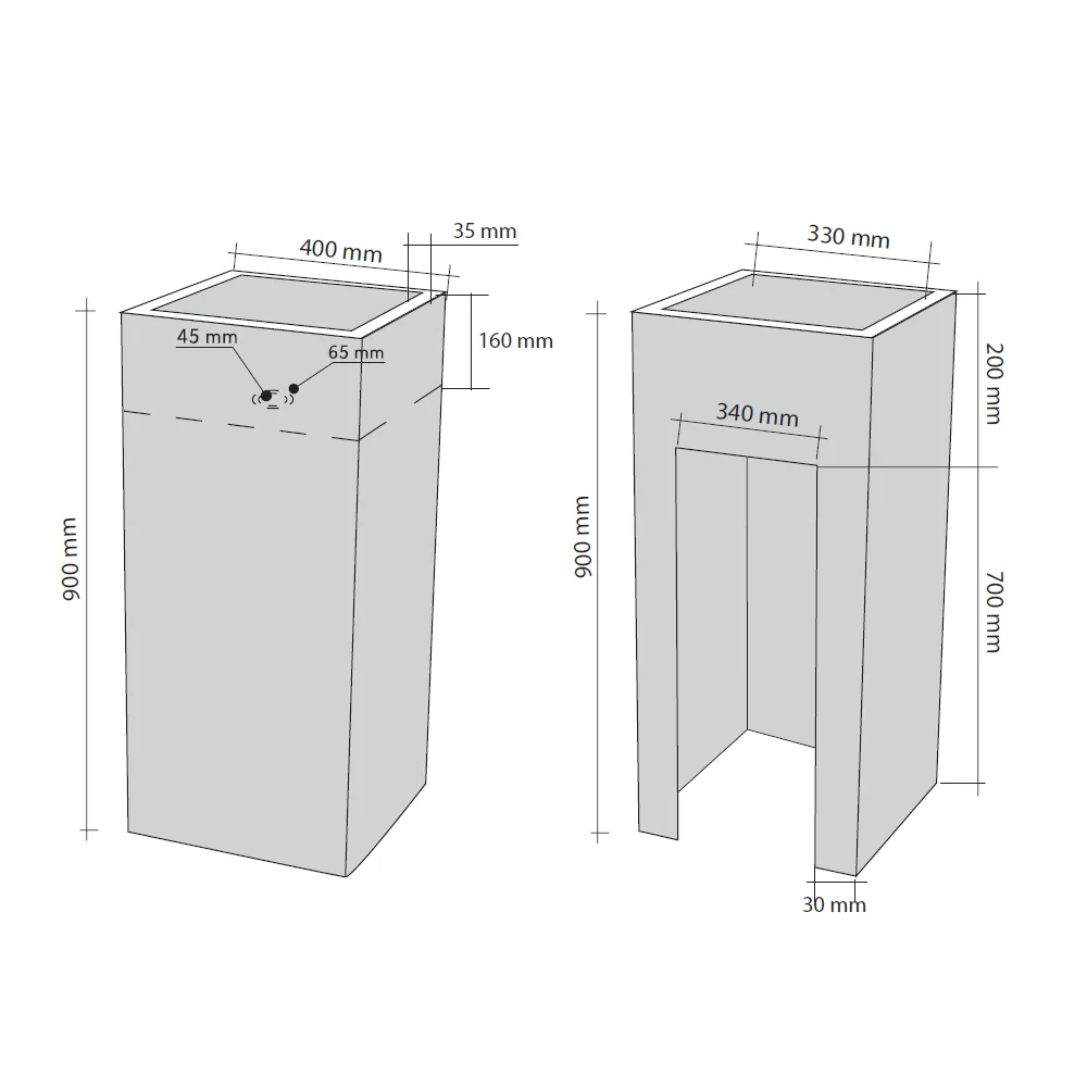 Freestanding sink Nero Cubo Marble 40x90 cm
