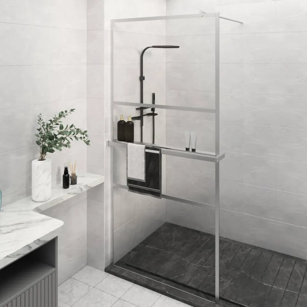Inloopdouchewand met schap 80x195 cm ESG-glas aluminium chroom
