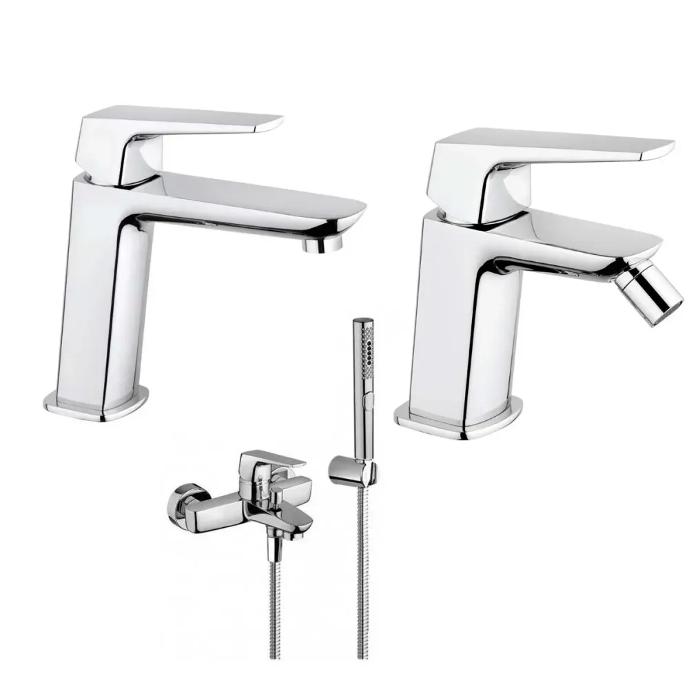 Bathtub Mixer Set hand shower, washbasin and bidet drain verchroomd finish Spartaco collection Mamoli Rubinetterie
