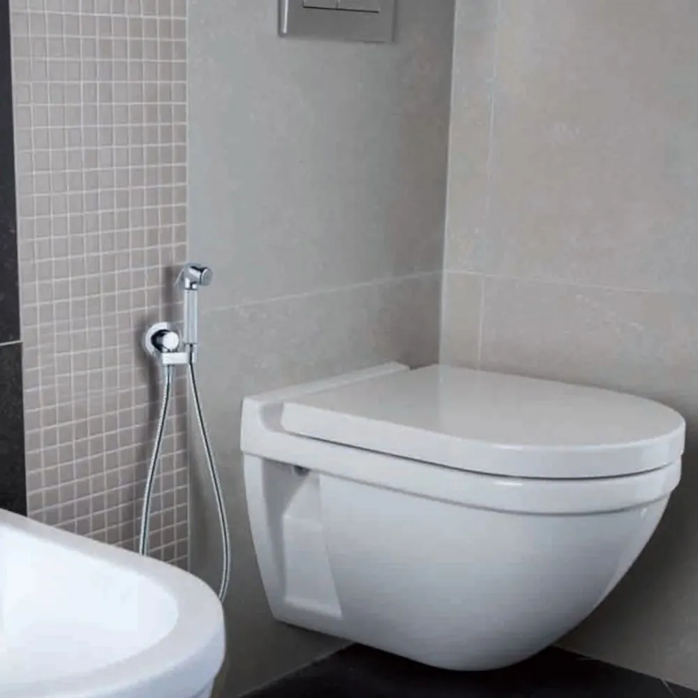 Bossini Talita hydrojet set complete faucet and holder met Drukknopbediening