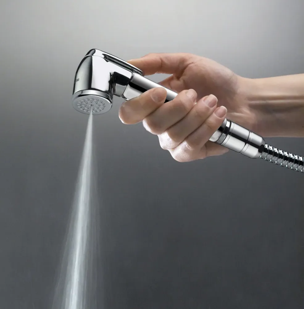 Bossini Talita hydrojet set complete faucet and holder met Drukknopbediening